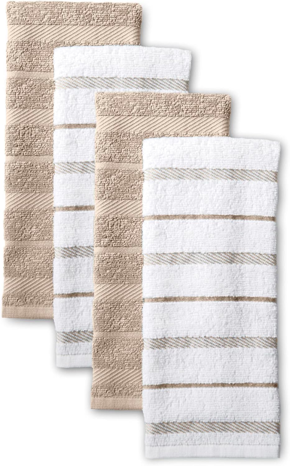 KitchenAid Albany Kitchen Towel 4-Pack Set, Pistachio/White, 16"x26"