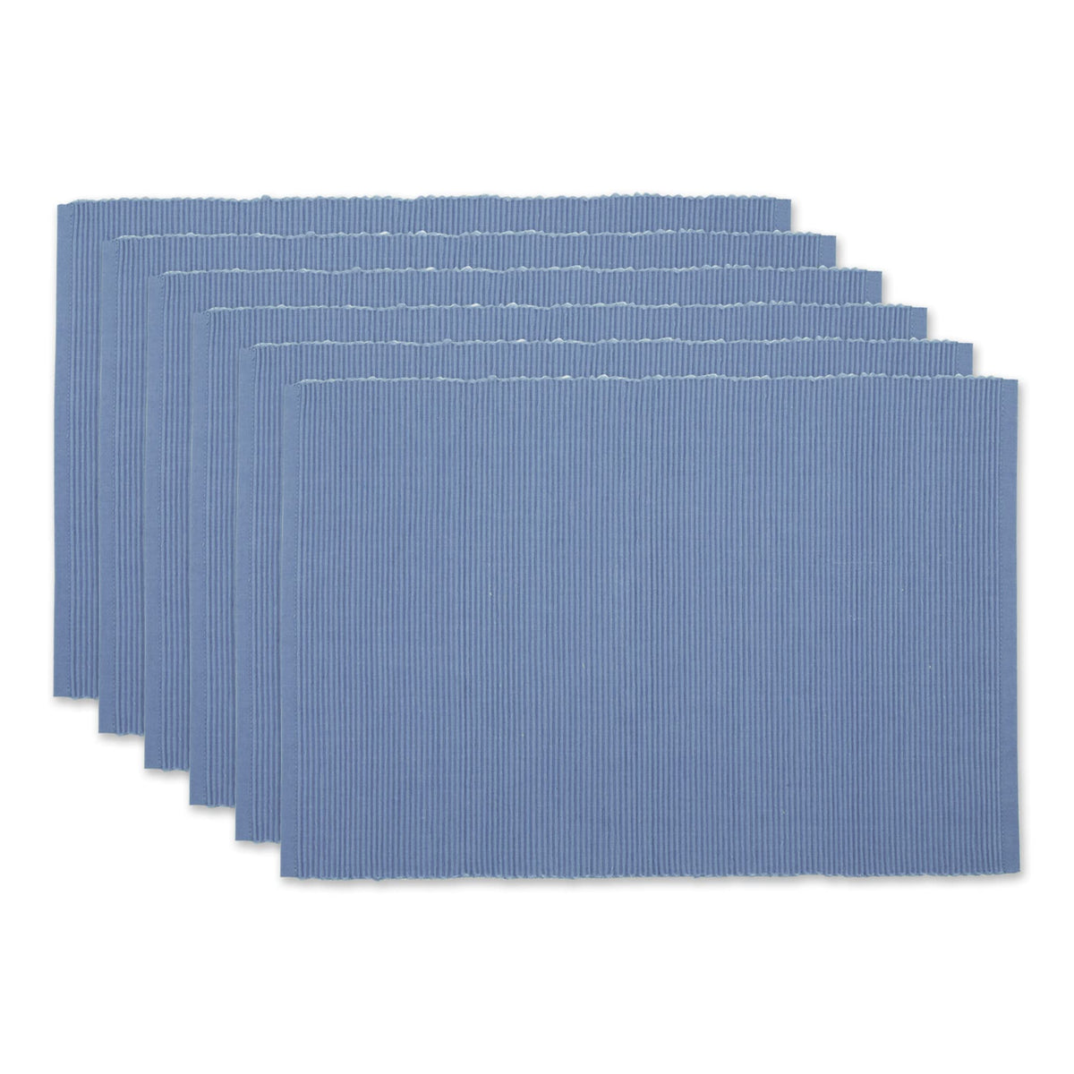 DII Basic Everyday Ribbed Tabletop 100% Cotton, Placemat Set, 13x19, Dark Brown, 6 Piece