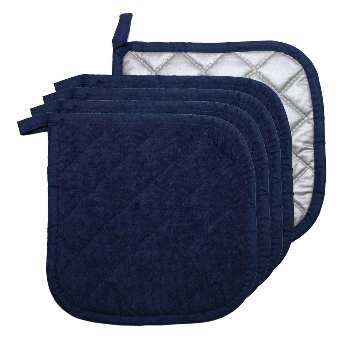 5 PCS Pot Holders for Kitchen, Cotton Potholers with Great Heat Resistance, Hot Pads, Trivets for Cooking and Baking Black