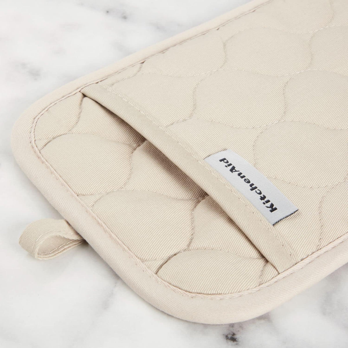 KITCHENAID Quilted Cotton Terry Cloth Oven Mitt, Pot Holder, Kitchen Towel 4-Pack Set, Heat Resistant, Silicone Grip, 16"x26", 7"x13" & 7"x10", Milkshake Tan