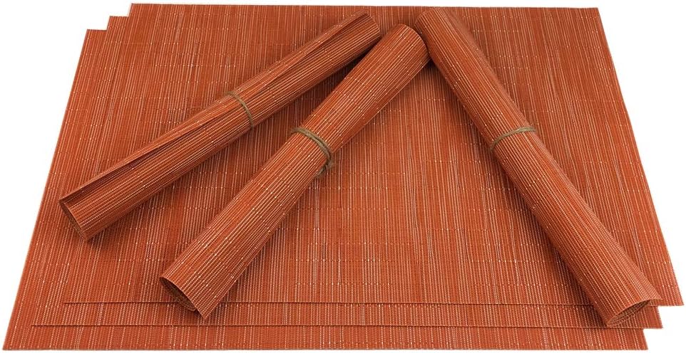 WAZAIGUR Placemats Set of 6 for Dining Table, 17.7" x 11.8", Orange