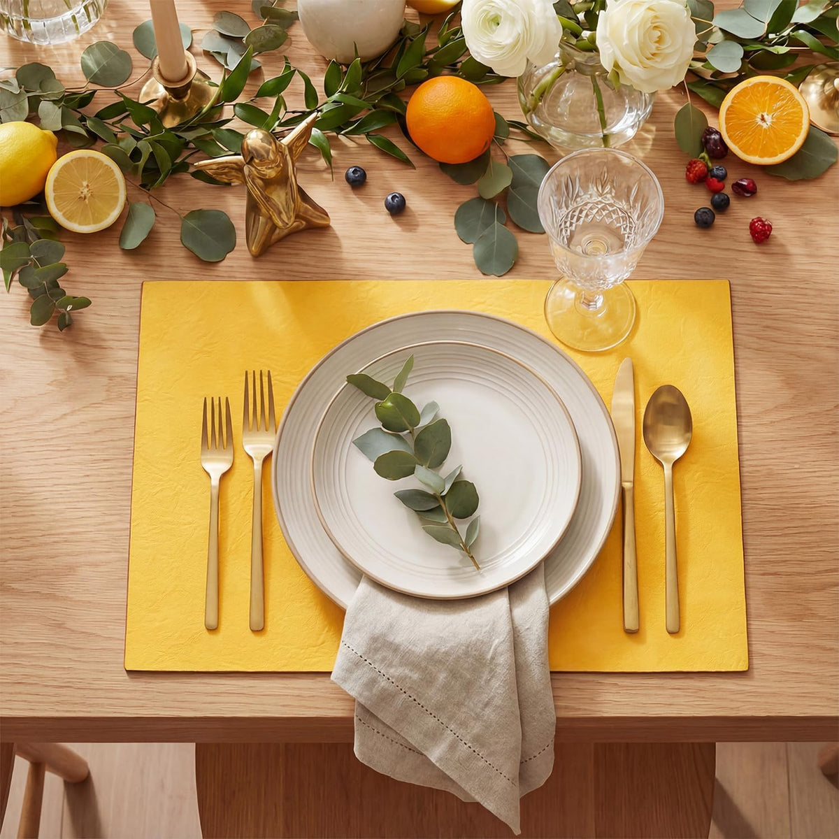 Artoid Mode Olive Green Faux Leather Placemats Set of 4