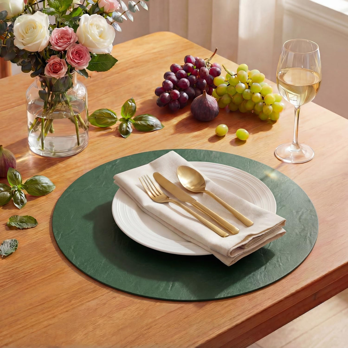 Artoid Mode Olive Green Faux Leather Placemats Set of 4