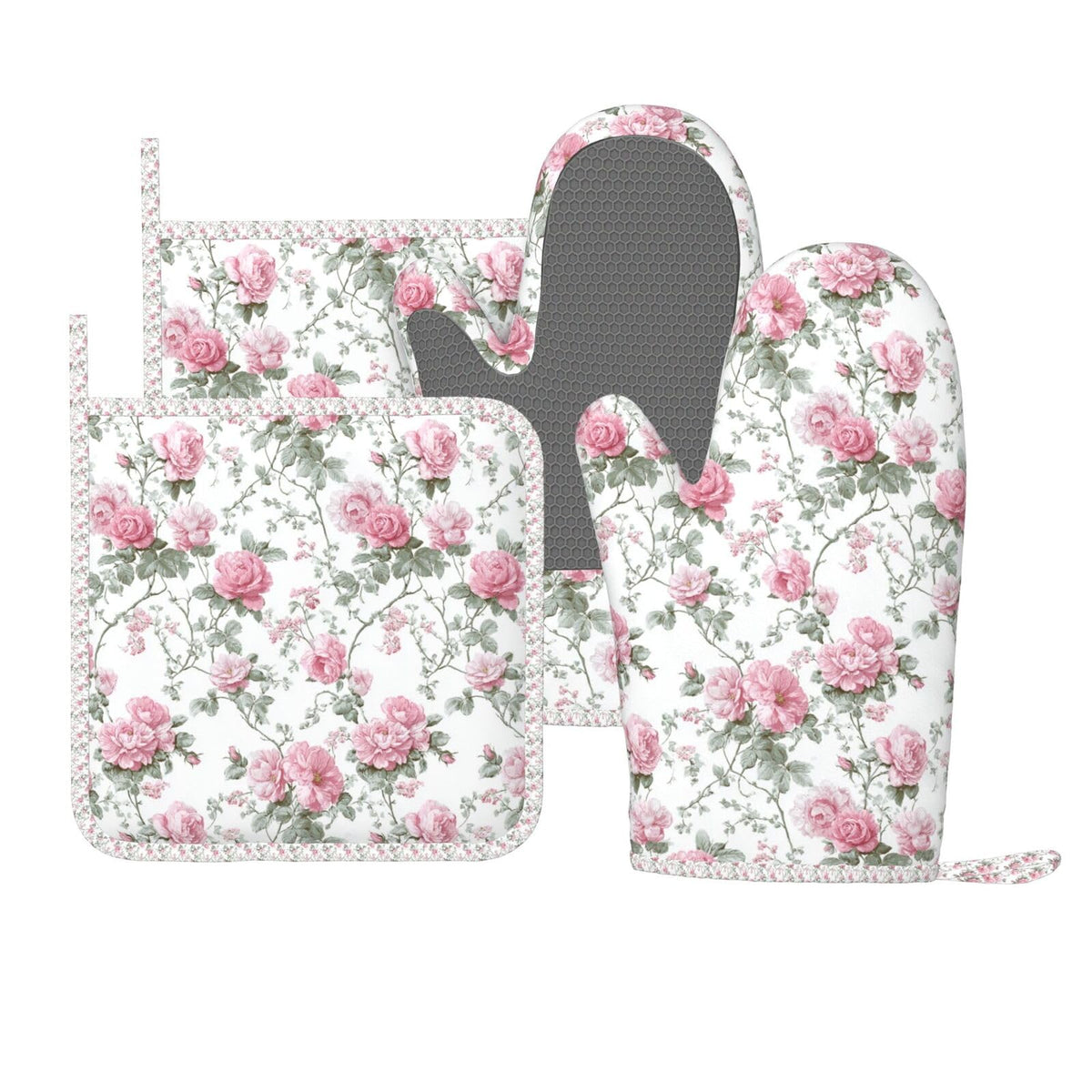 Mushroom Oven Mitts Pot Holders Set Silicone Vintage Magic Leaf Kitchen Gloves Potholders Heat Resistant for Chef Baking Cooking Grilling BBQ 4 Pack Mitt