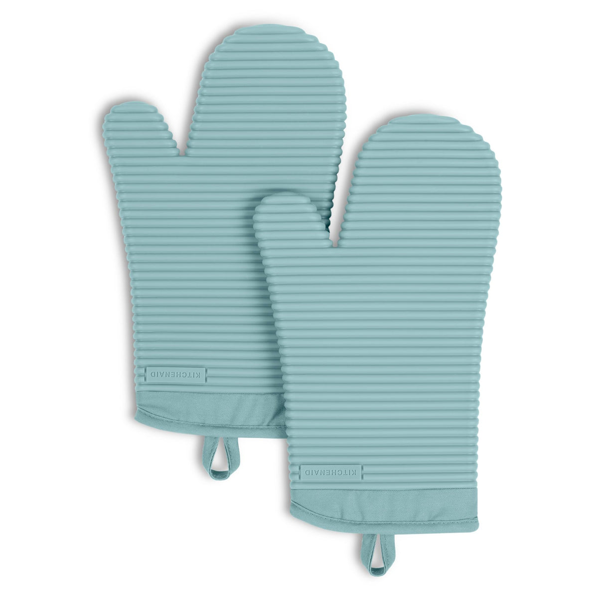 KITCHENAID Ribbed Soft Silicone Oven Mitt 2-Pack Set, 7.5"x13", Lavender Cream