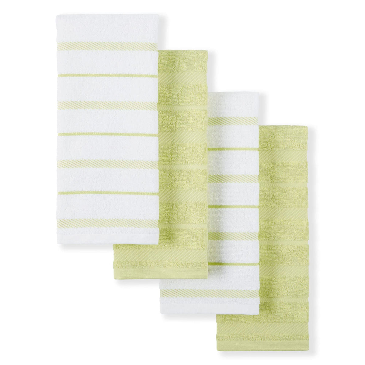 KitchenAid Albany Kitchen Towel 4-Pack Set, Pistachio/White, 16"x26"