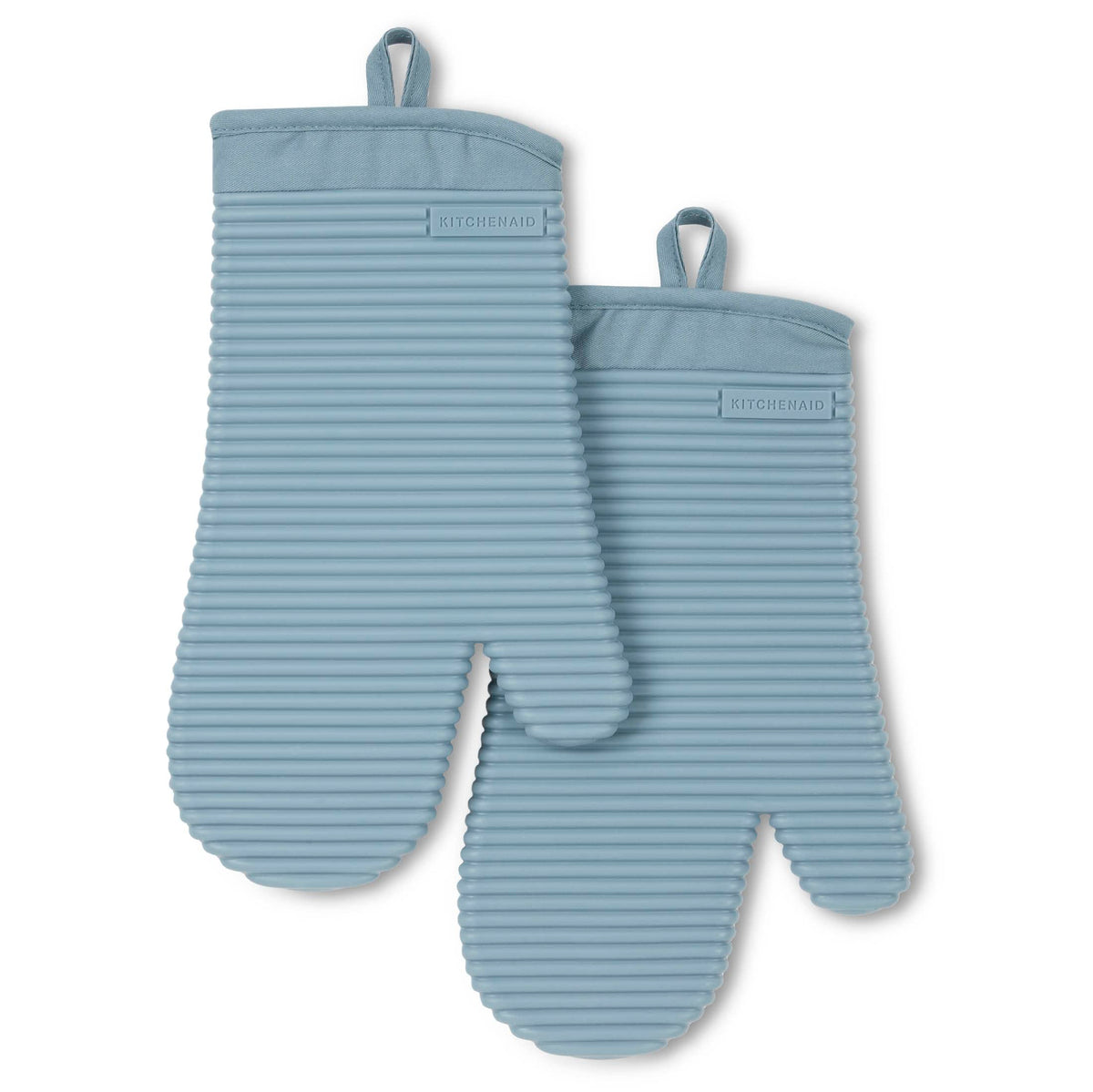 KITCHENAID Ribbed Soft Silicone Oven Mitt 2-Pack Set, 7.5"x13", Lavender Cream