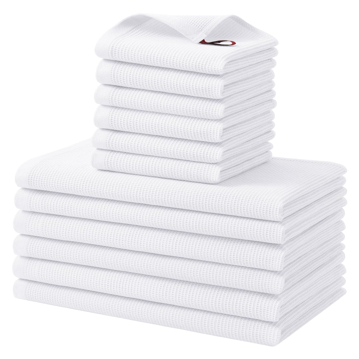 Homaxy 100% Cotton Kitchen Towels and Dishcloths Set - 8 Pack Waffle Weave Soft and Absorbent Dish Towels - 26 X 16 Inch and 12 X 12 Inch - Beige/Dark Grey/Brown/Light Grey