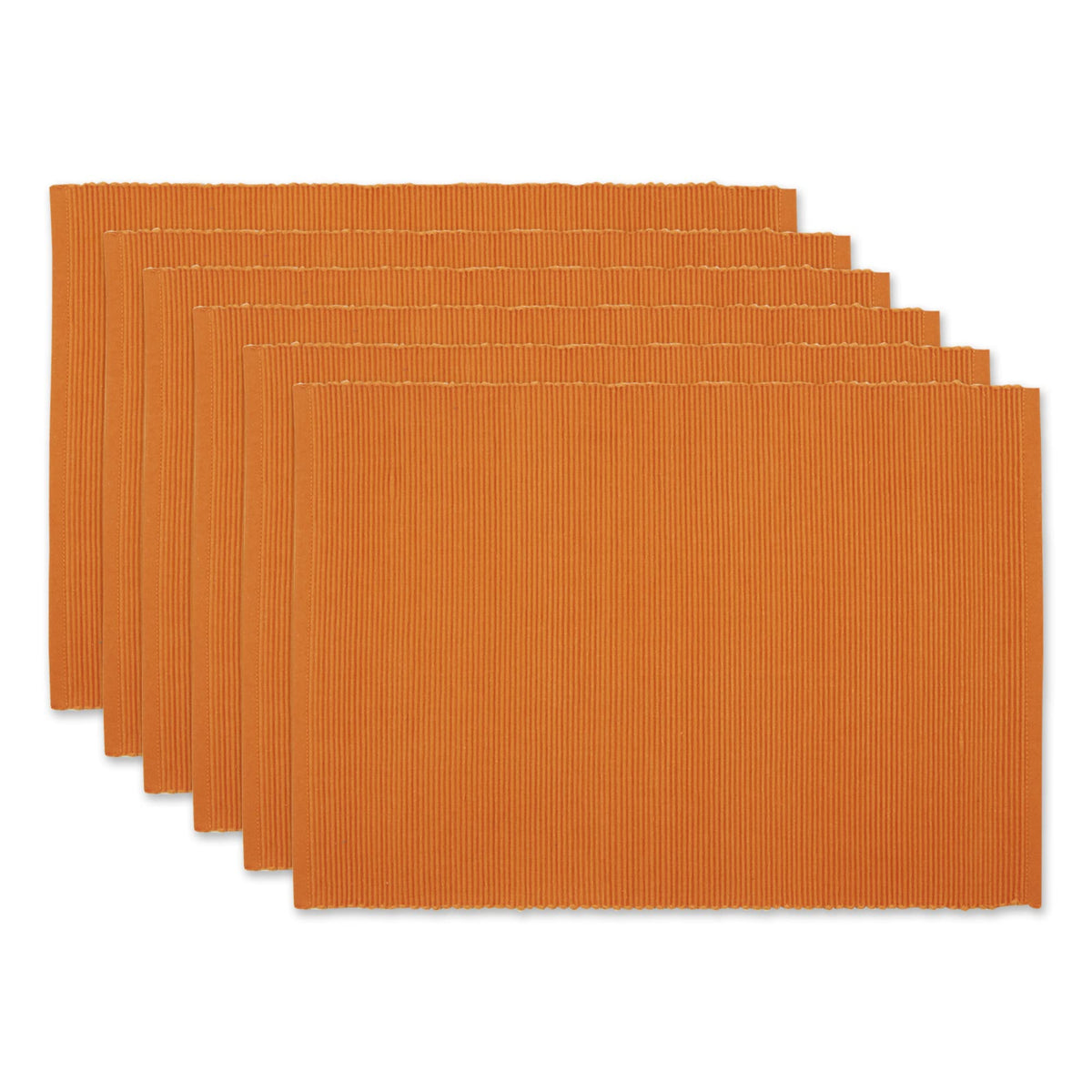 DII Basic Everyday Ribbed Tabletop 100% Cotton, Placemat Set, 13x19, Dark Brown, 6 Piece