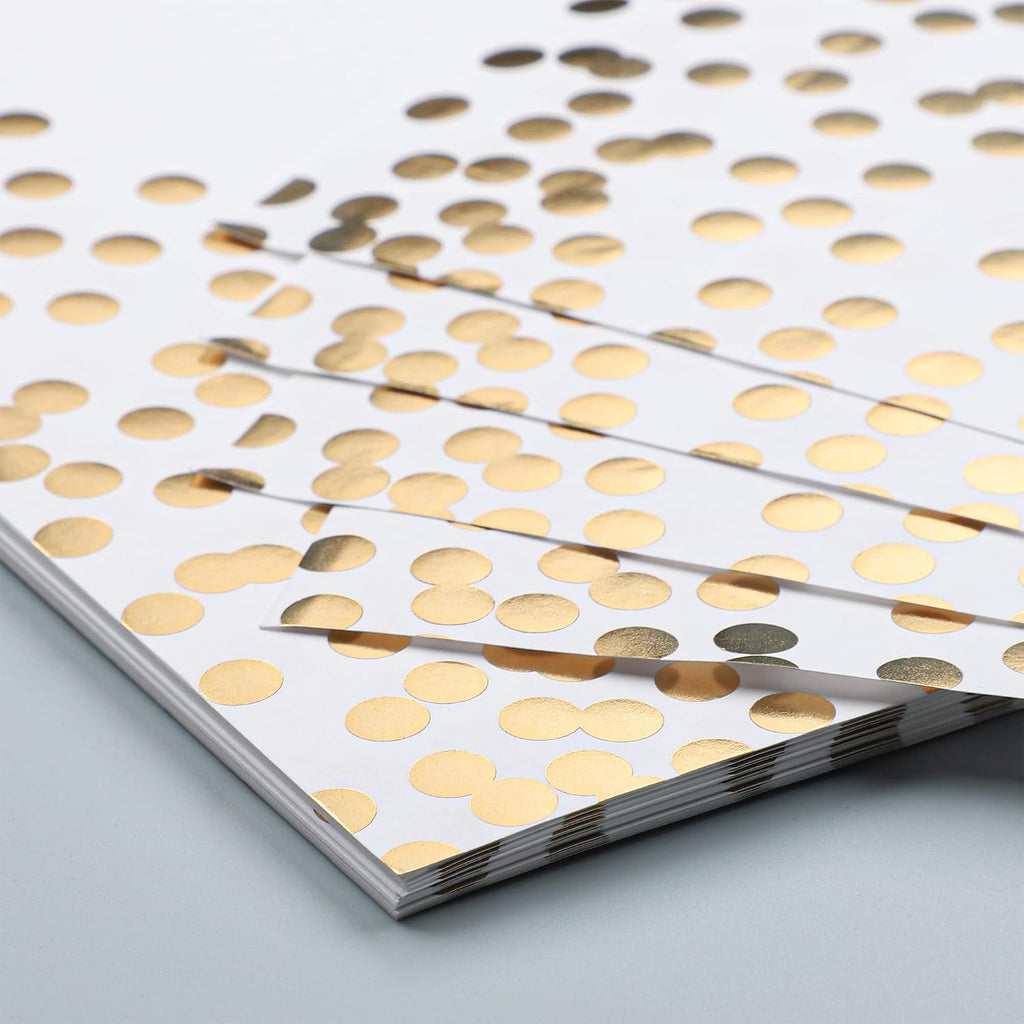 45 Pieces Gold Foil Paper Placemats White and Golden Dots Place Mats Disposable Decorative Paper Table Mats Rectangle Party Placemats for Birthday Wedding Baby Shower Party Dining Decor