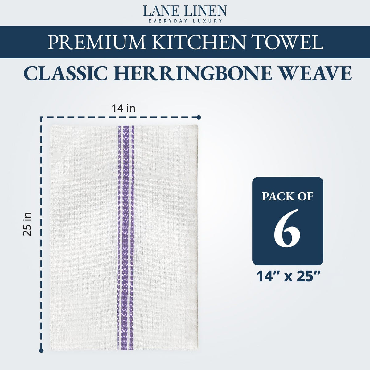 LANE LINEN Dish Towels 100% Cotton Absorbent Lint-Free 6 Pack