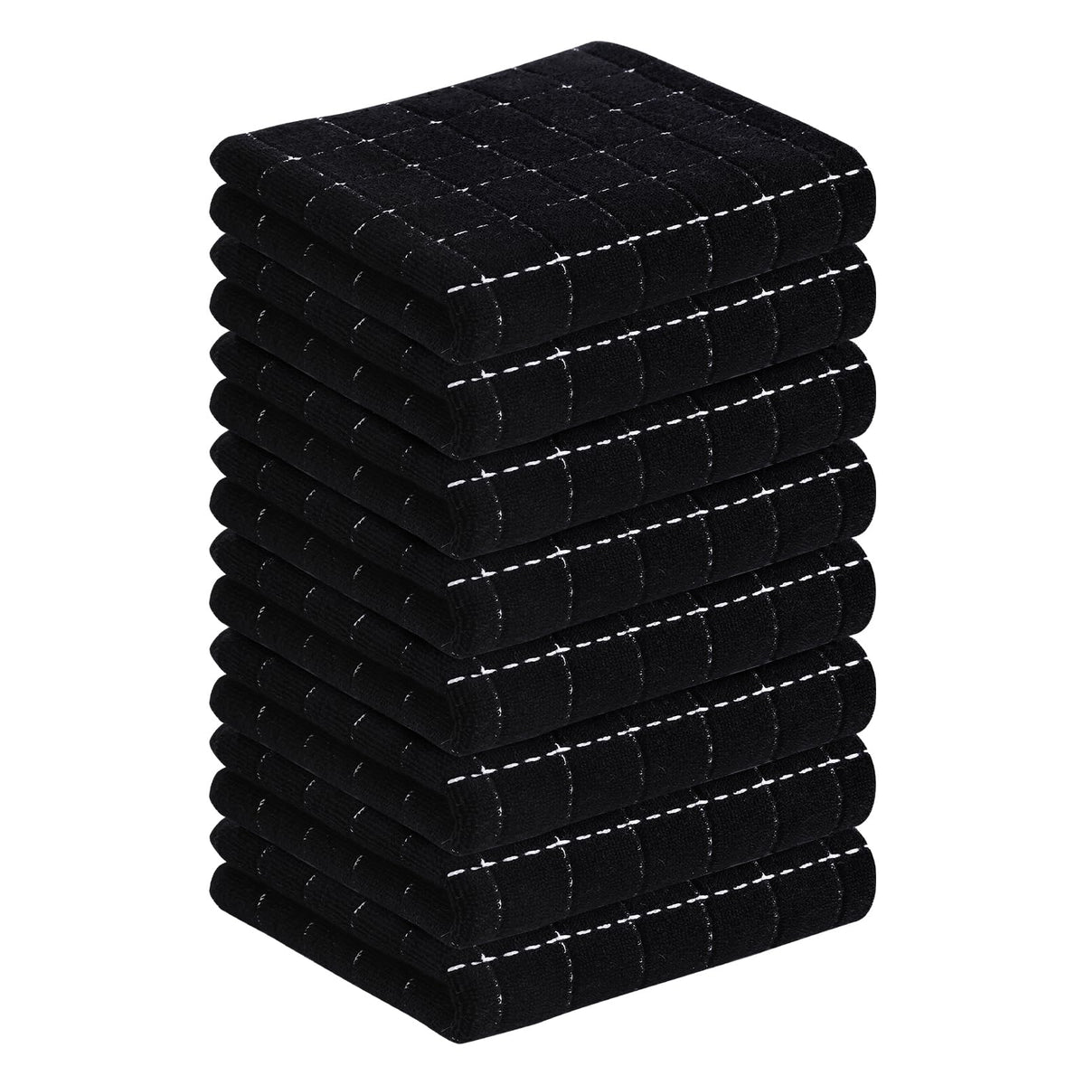 Homaxy 100% Cotton Terry Kitchen Towels, 4 Pack, Black