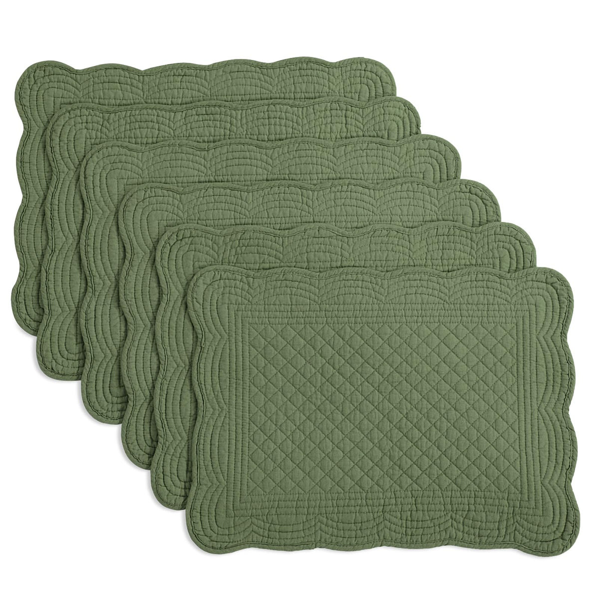 HOMBYS Quilted Placemats Set of 6 Washable-13x18 inches Rectangular Placemats for Kitchen Table-100% Cotton Fabric Rectangular Table Mats, (Light Blue)