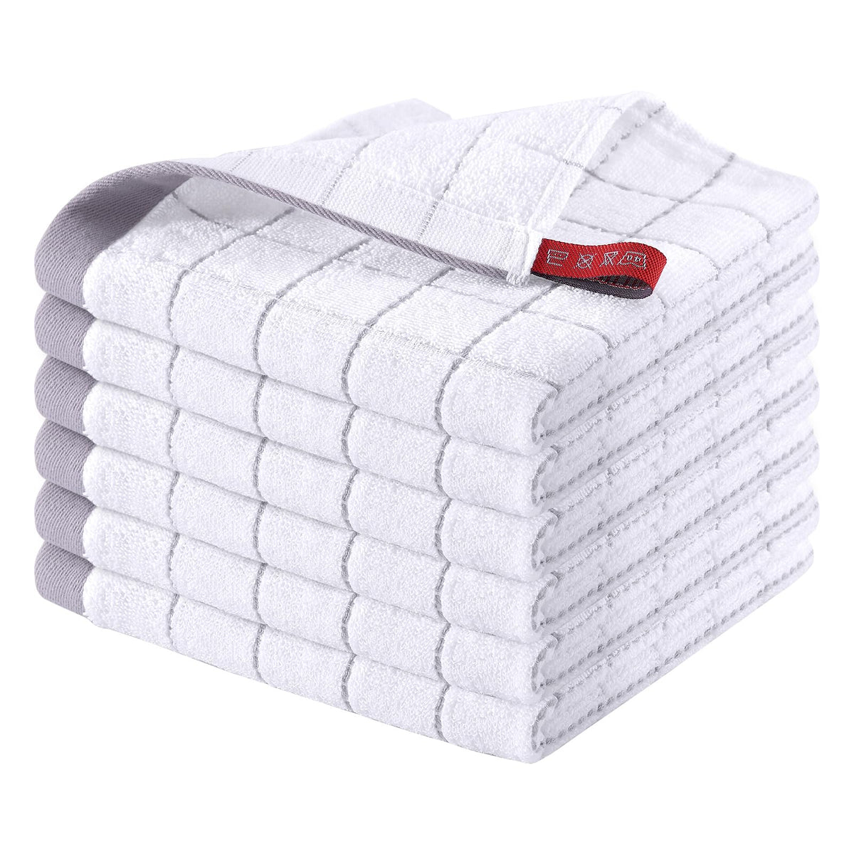 Homaxy 100% Cotton Terry Kitchen Towels, 4 Pack, Black