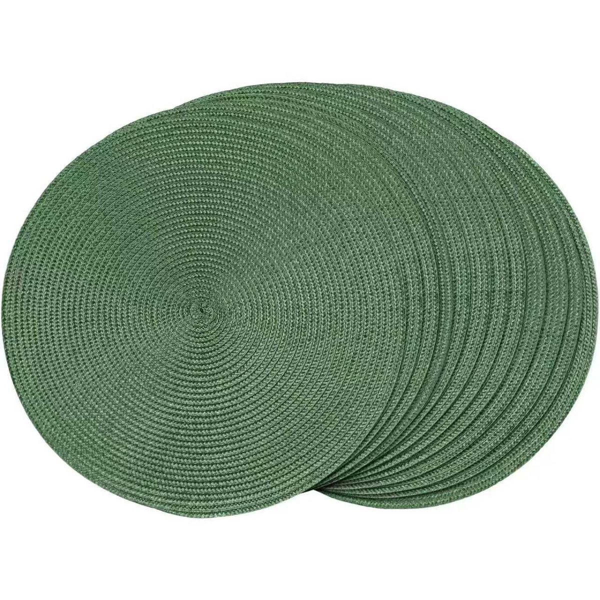 FunWheat Round Braided Placemats Set of 6 Table Mats for Dining Tables Woven Washable Non-Slip Place mats 15 in(Blue, 6pcs)