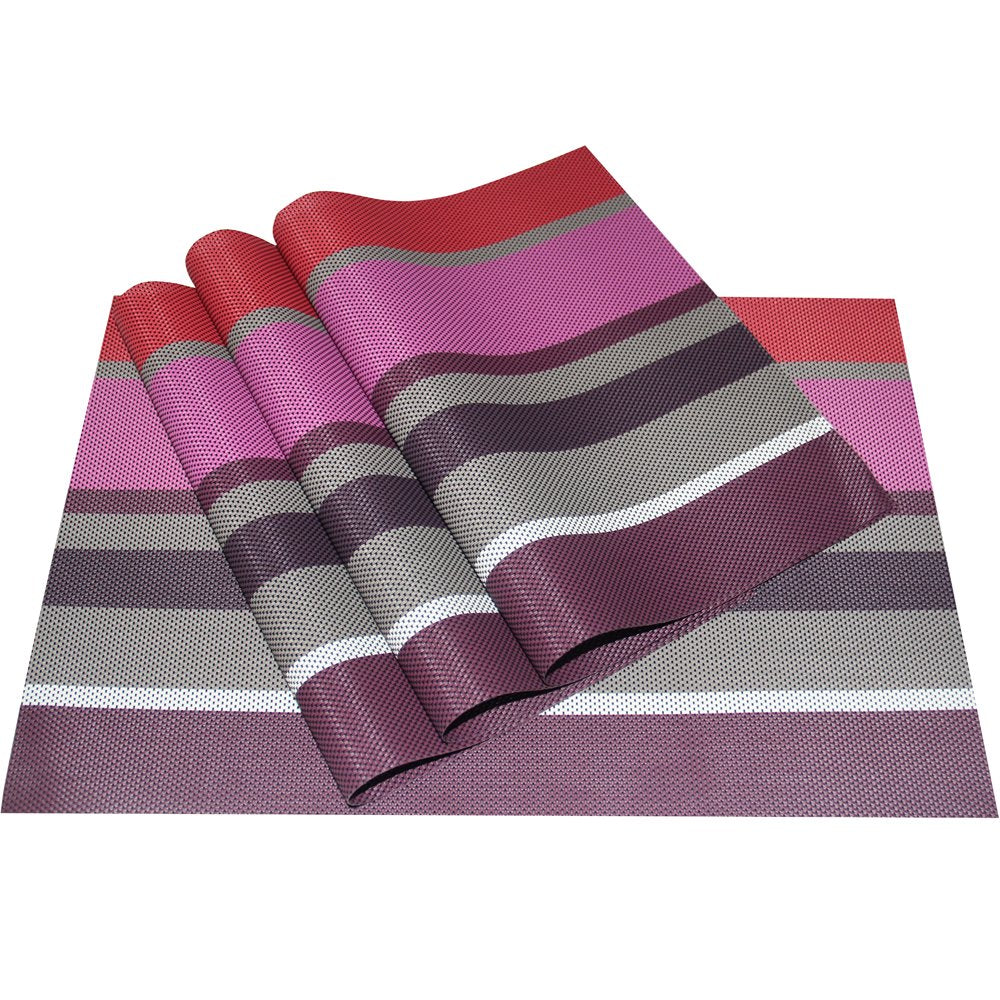 Zupro Pink Placemats Set of 4 Woven PVC 18"x12" for Indoor Outdoor Usage