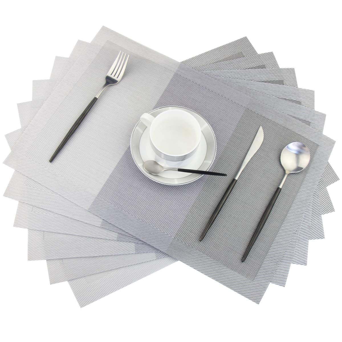 PIGCHCY Place Mats Heat-Resistant Non Slip Placemats Easy Wipe Clean Table Mats Woven Vinyl Placemats for Dining Table(Set of 6, Brown)