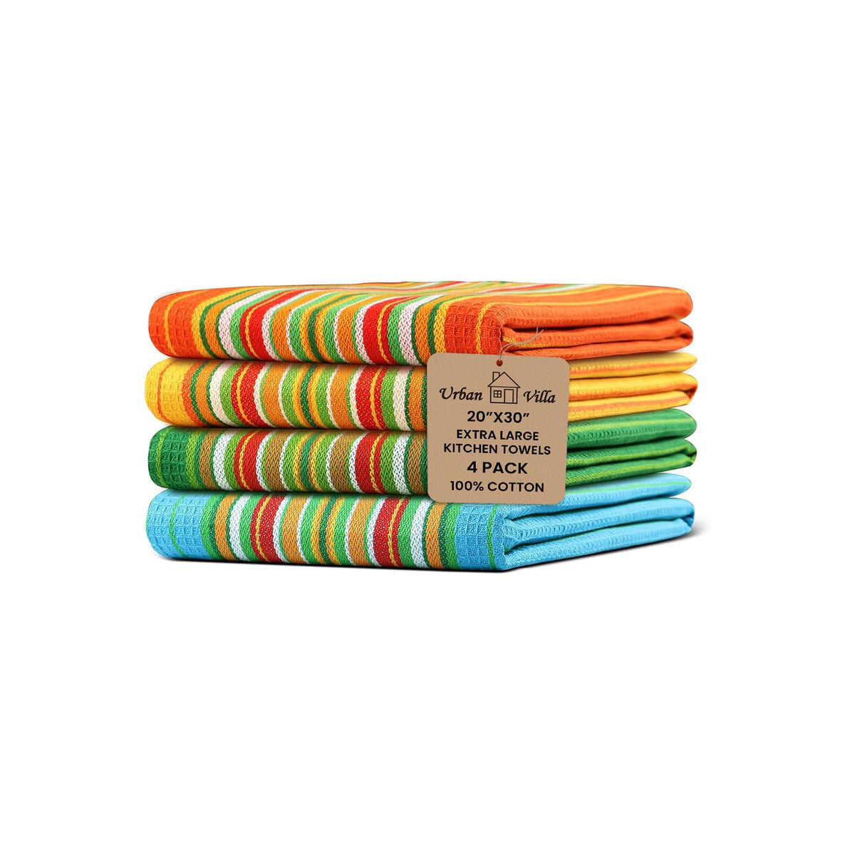 Urban Villa Kitchen Towels Cotton Dish Towels 12”x12” (Set of 8) Grey White