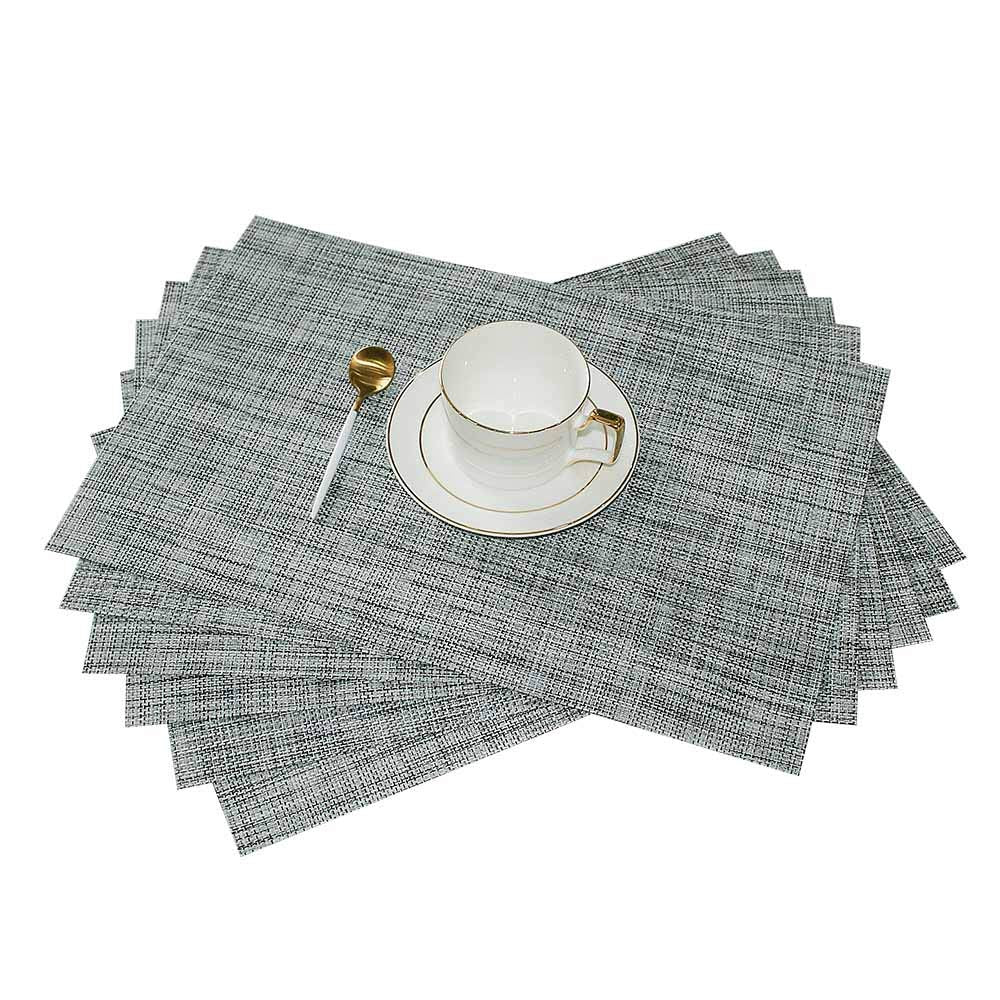 GIVERARE Placemats Set of 4, Heat-Resistant Woven Vinyl Placemat, Non-Slip Washable PVC Table Mat, Easy to Clean Premium Plastic Mats for Dining, Kitchen Table (Turquoise)