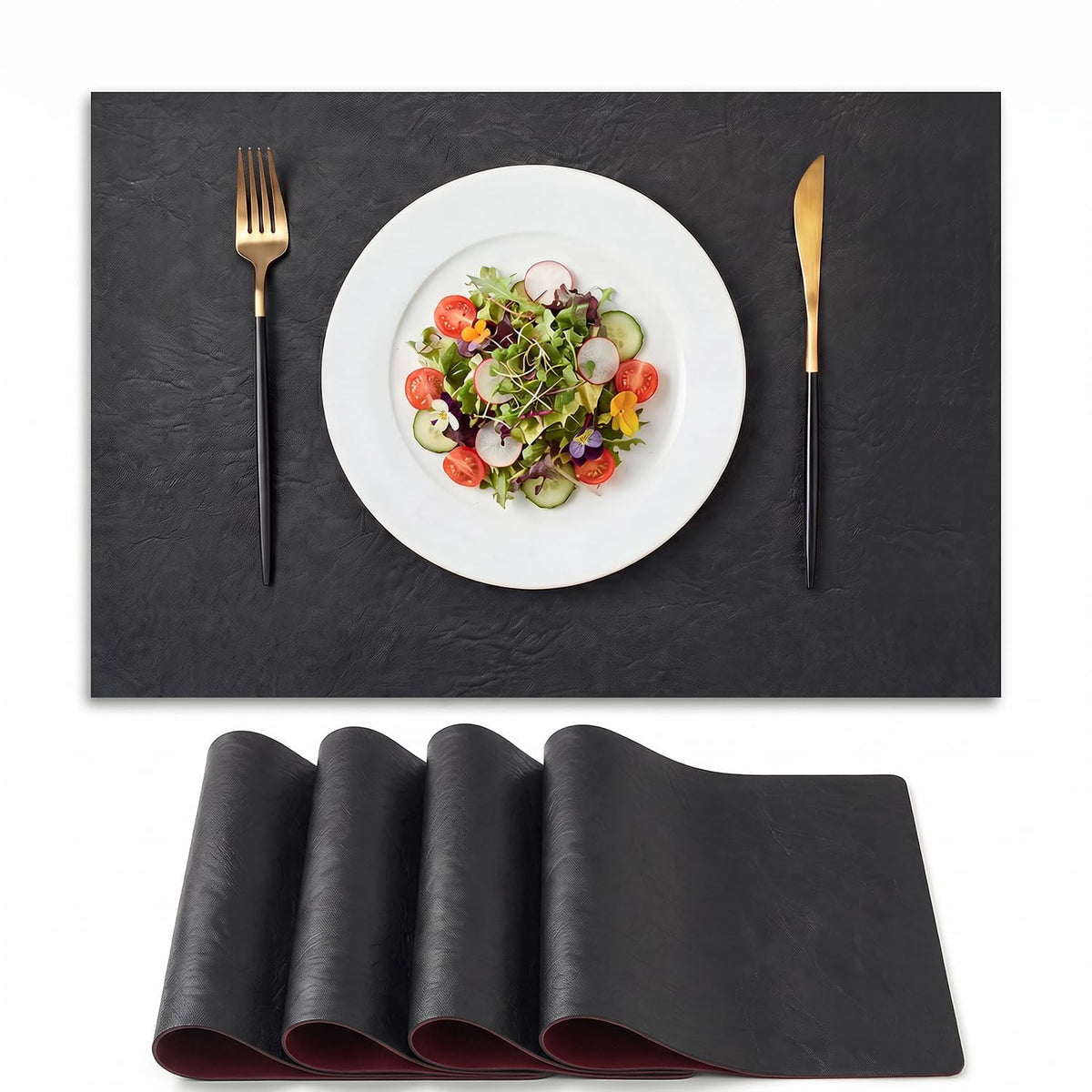 Artoid Mode Olive Green Faux Leather Placemats Set of 4