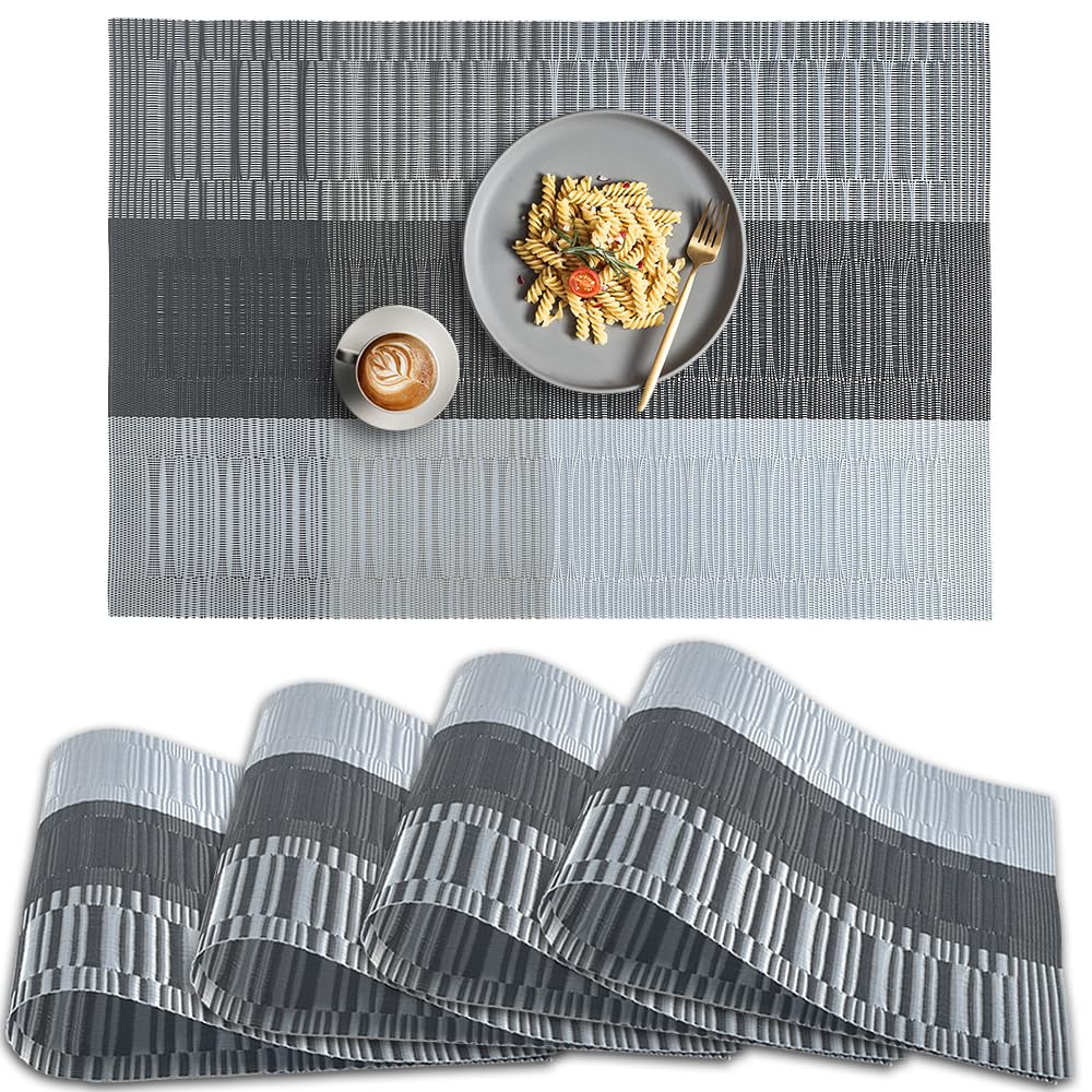 homEdge PVC Placemat, 4 PCS of Non-Slip Heat Resistant Place Mats, Washable Vinyl Placemats, Set of 4 – Red