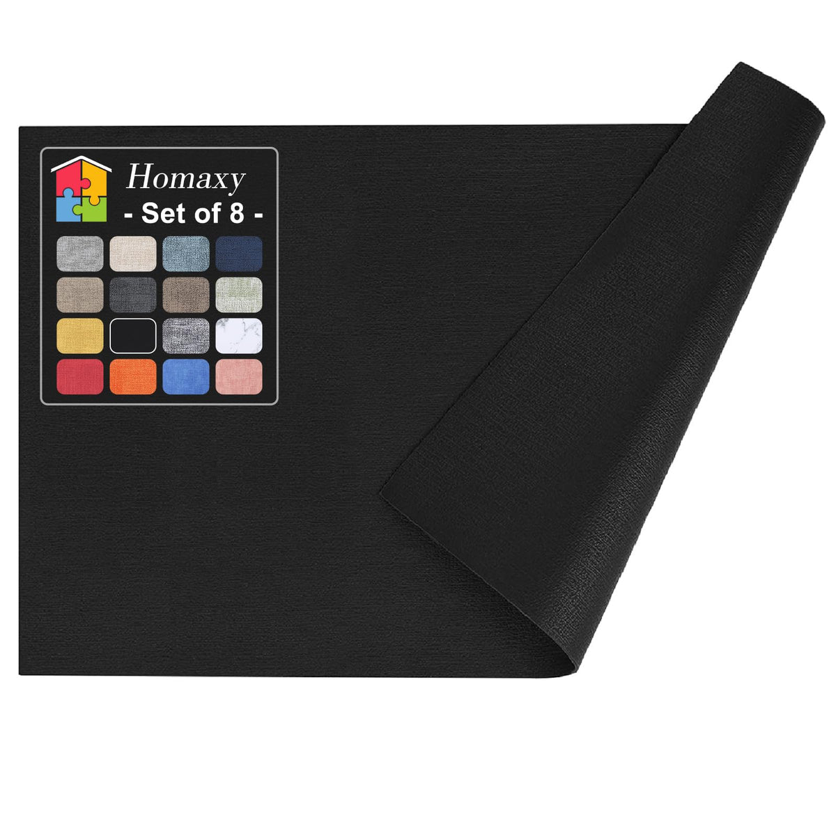 Homaxy Wedge Faux Leather Placemats for Round Table, Set of 6, Light Grey