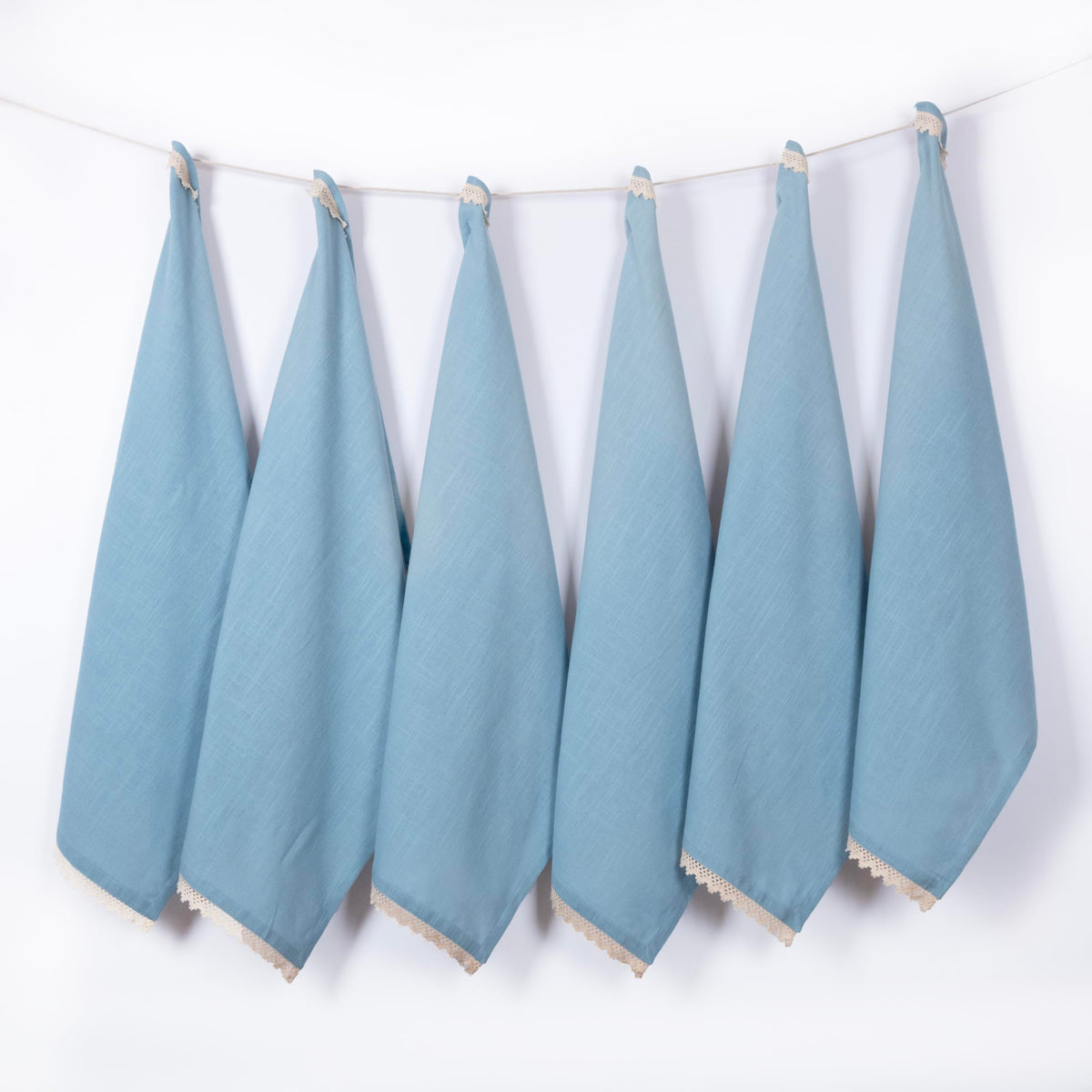 FINGERCRAFT Kitchen Towels 100% Cotton Set of 6 Tea Towel, Toile Blue