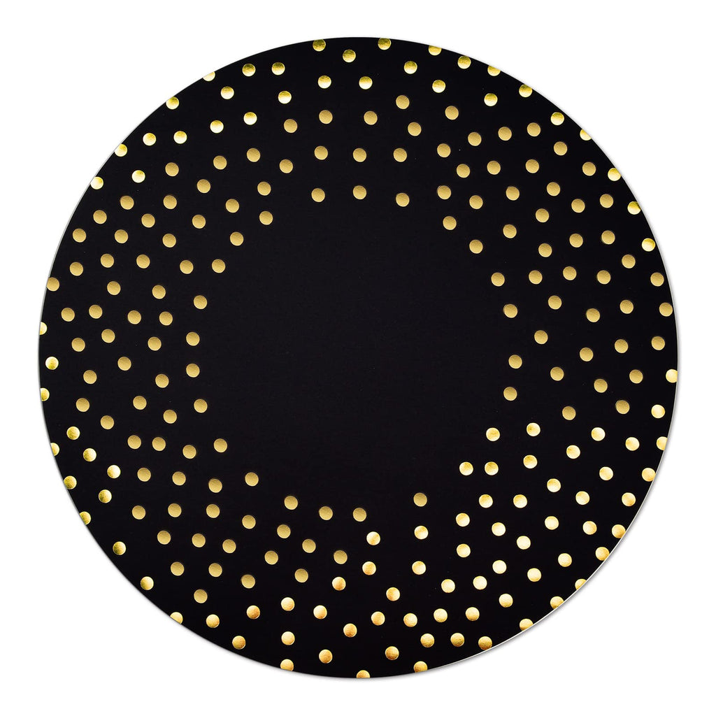 50 Pcs 14 Inch White and Gold Foil Paper Place Mats Golden Polka Dots Round Placemats Disposable Decorative Table Mats for Wedding Banquet Party Home Dining Table Decor