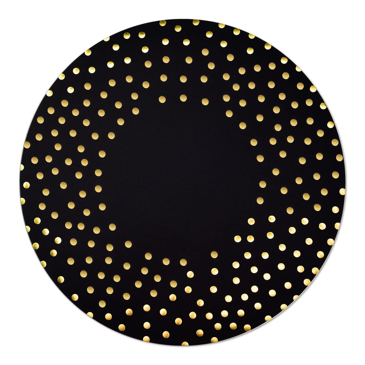 50 Pcs 14 Inch White and Gold Foil Paper Place Mats Golden Polka Dots Round Placemats Disposable Decorative Table Mats for Wedding Banquet Party Home Dining Table Decor