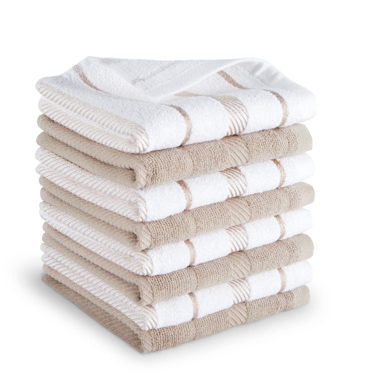 KitchenAid Albany Dishcloth 8 Pack Set, Matte Grey/White, 12"x12"