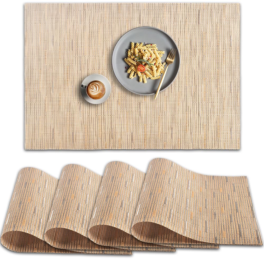 homEdge PVC Placemat, 4 PCS of Non-Slip Heat Resistant Place Mats, Washable Vinyl Placemats, Set of 4 – Red