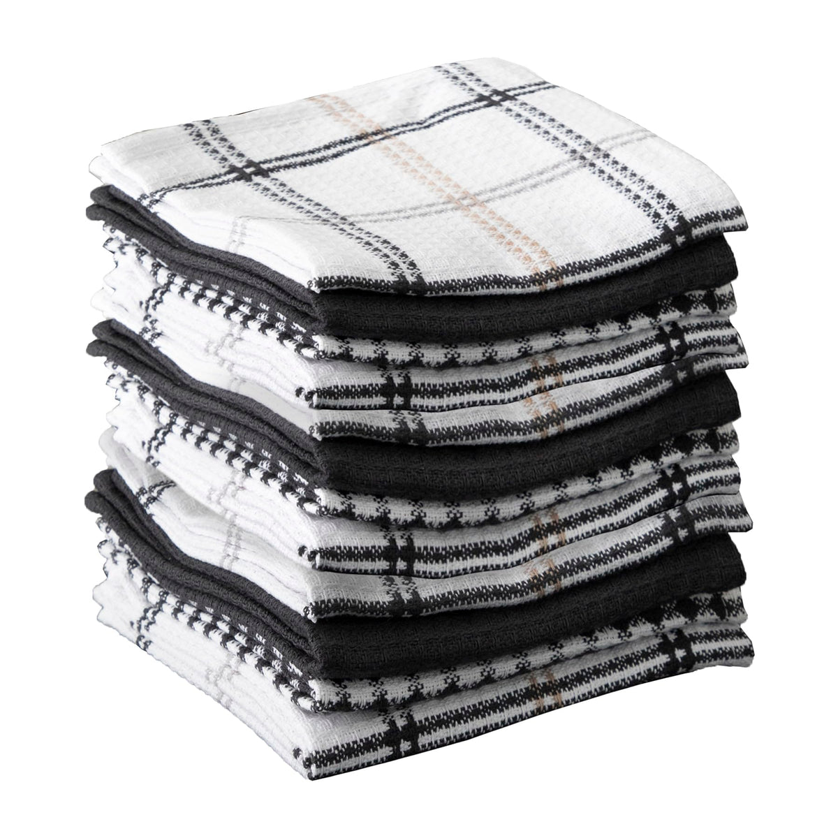 T-Fal Premium Waffle Dish Cloths: Highly Absorbent, Super Soft Long Lasting - 100% Cotton, 12"x13" Towel for Cleaning & Drying, (4-Pack), Sand
