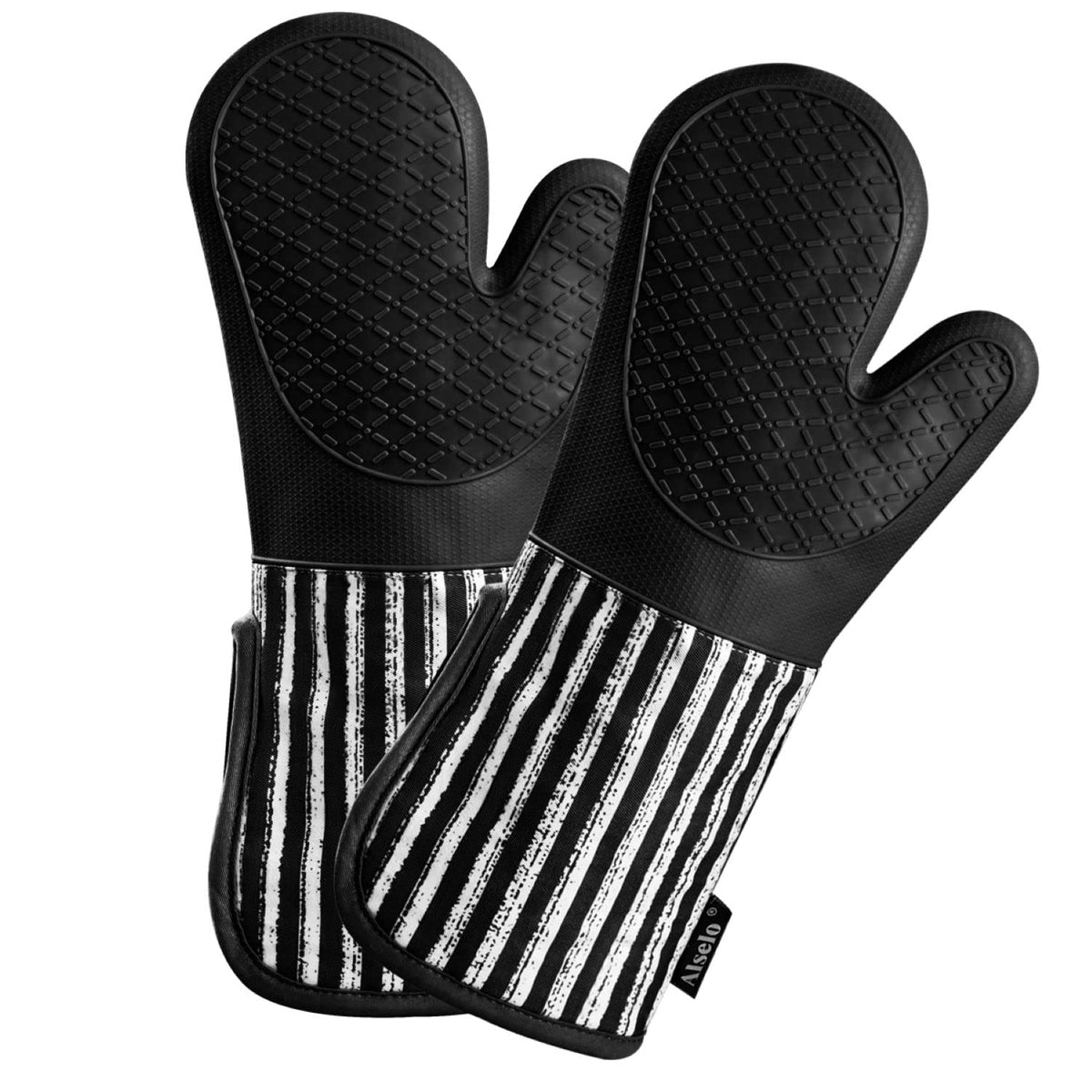 Alselo Silicone Oven Mitts Heat Resistant 932℉ with Waterproof & Non-Slip