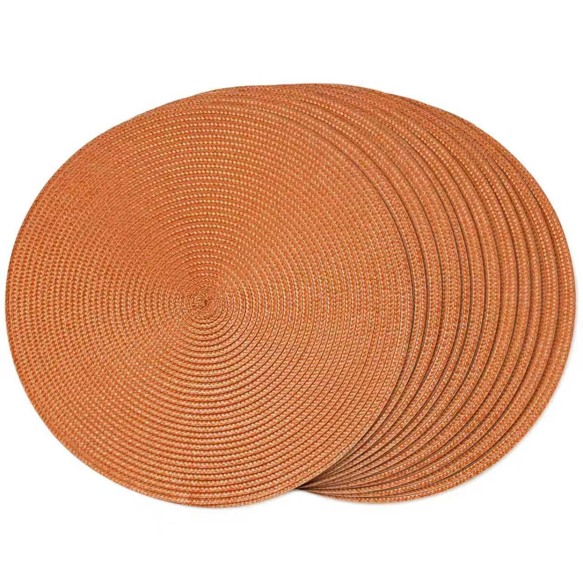 FunWheat Round Braided Placemats Set of 6 Table Mats for Dining Tables Woven Washable Non-Slip Place mats 15 in(Blue, 6pcs)