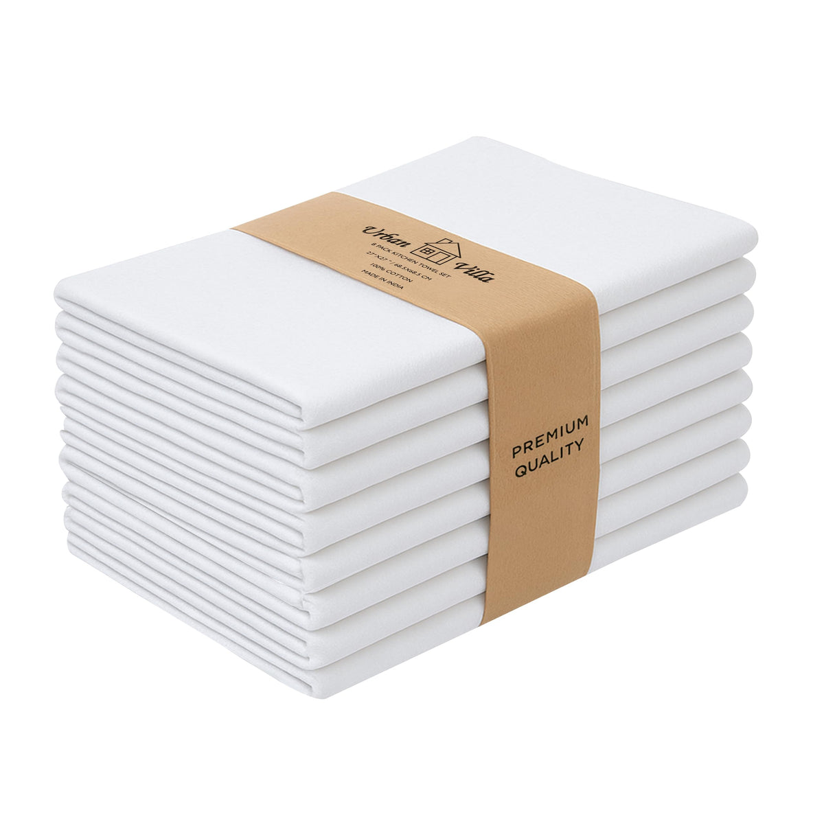 Urban Villa Kitchen Towels Cotton Dish Towels 12”x12” (Set of 8) Grey White