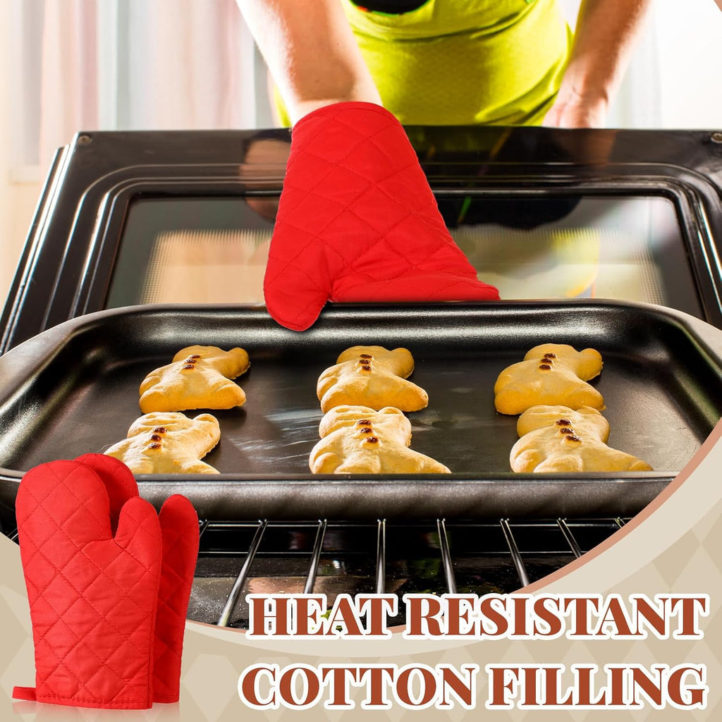 Geyoga 12 Pairs Oven Mitts Bulk Heat Resistant Oven Gloves, Red