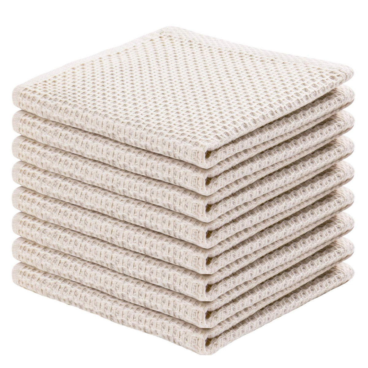 joybest Cotton Kitchen Towels, 4-Pack Waffle Weave Ultra Soft Absorbent Dish Towels Quick Drying Dish Cloths, 18 in x 28 in, Beige