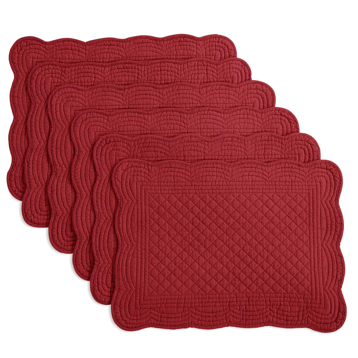 HOMBYS Quilted Placemats Set of 6 Washable-13x18 inches Rectangular Placemats for Kitchen Table-100% Cotton Fabric Rectangular Table Mats, (Light Blue)