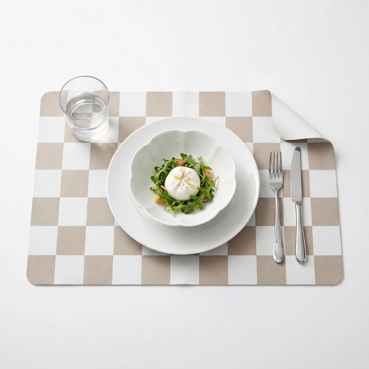 Set of 6 Checkerboard Non-Slip Washable Placemats for Dining Table