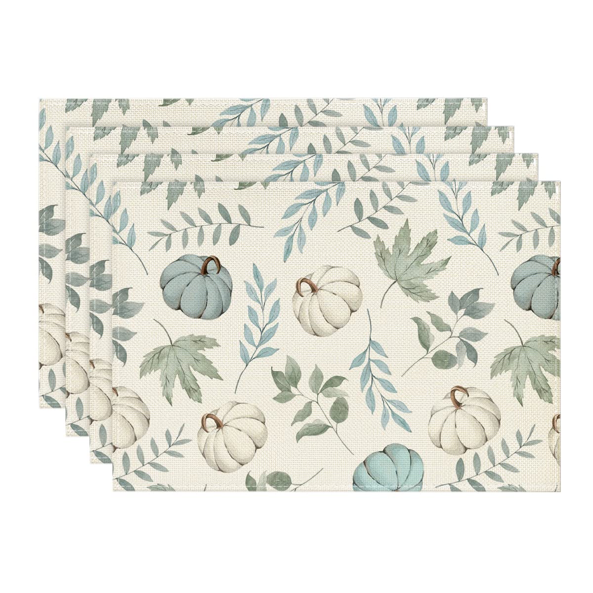 Artoid Mode Orange Pumpkins Fall Maple Leaves Round Fall Placemats Set of 4, 14 Inch Seasonal Autumn Round Table Mats for Dining Decoration