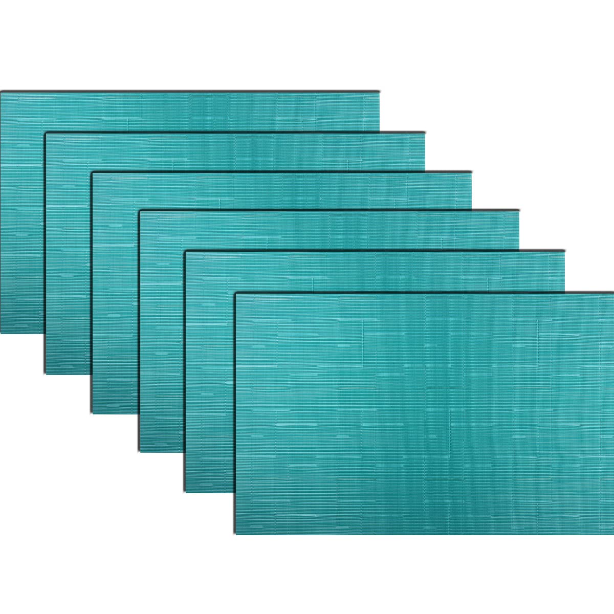 PIGCHCY Placemats,Washable Vinyl Woven Table Mats,Elegant Durable Placemats for Dining Table Set of 4 (18 x 12 inches, Navy Blue)