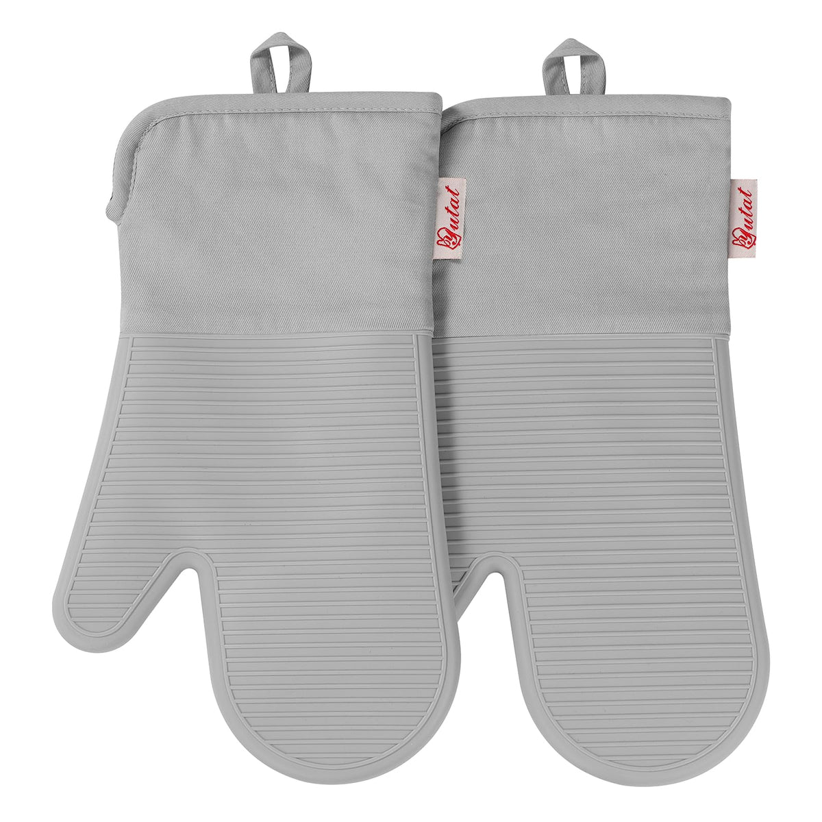 YUTAT Silicone Oven Mitts,High Heat Resistant Up to 500 Degrees,Waterproof Cooking Gloves with Soft Polyester Filling,Kitchen Potholder Set - Perfect for BBQ,Baking and Cooking,Pink,2 Pcs Set