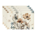 Artoid Mode Brown Poppy Floral Round Table Wedge Placemats Set of 4, Seasonal Kitchen Dining Table Decoration for Indoor Party Home