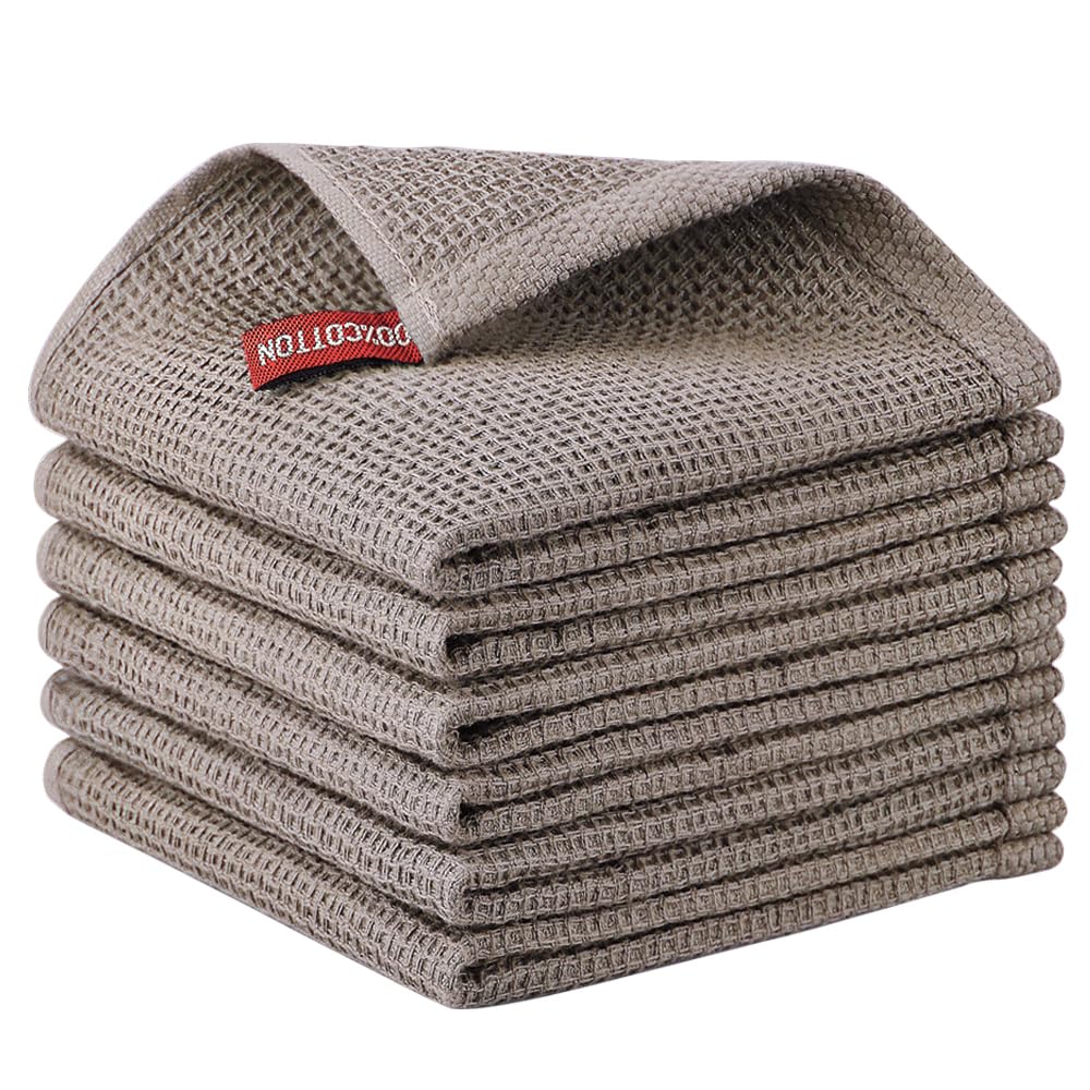 Nialnant 6 Pack Kitchen Towels and Dishcloths Sets,100% Cotton Soft Absorbent Quick Drying Dish Towels for Kitchen,Washing Dishes,12x12 Inches, Multi Color