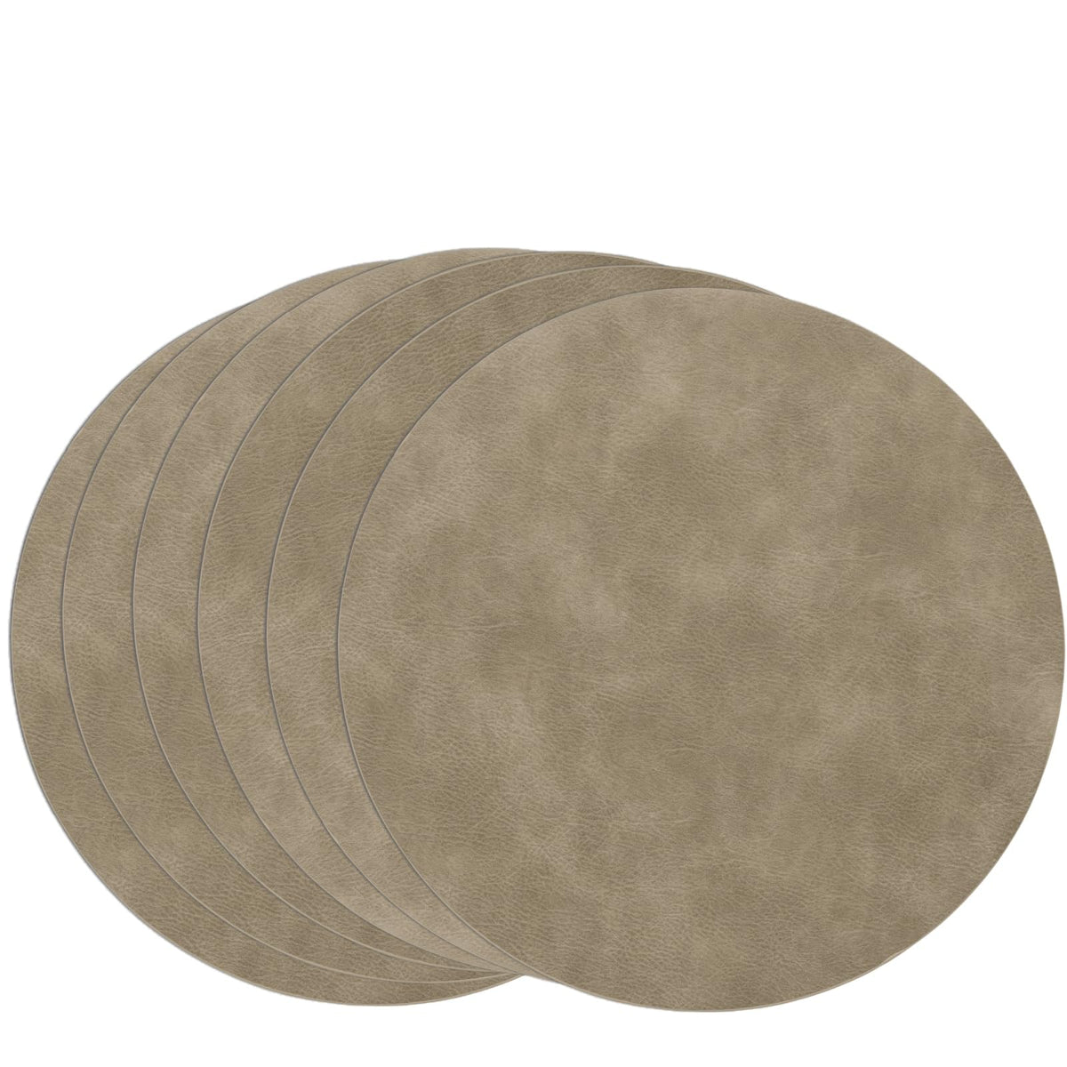 SHACOS Faux Leather Oval Placemats Set of 6 Heat Resistant, White Oak Beige