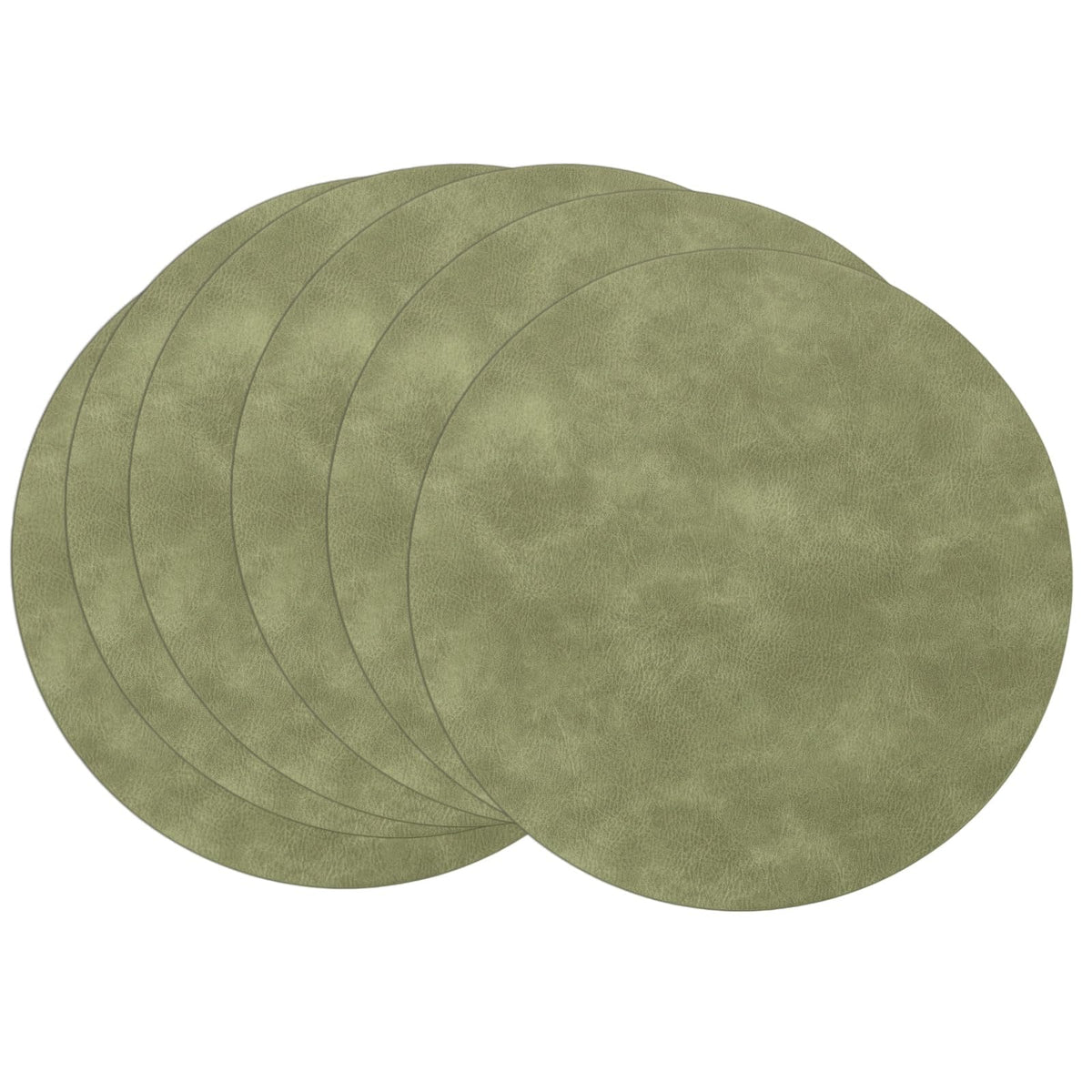 SHACOS Faux Leather Oval Placemats Set of 6 Heat Resistant, White Oak Beige