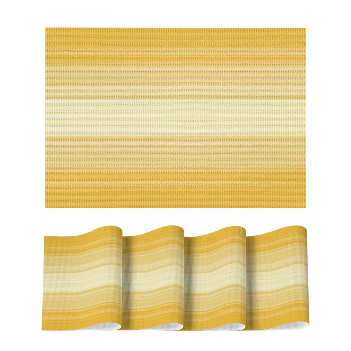 Artoid Mode Navy Blue Gradient Stripes Placemats Set of 4, Washable Heat Resistant Non-Slip Woven Plastic PVC Place Mats for Farmhouse Party Kitchen Dining Decor