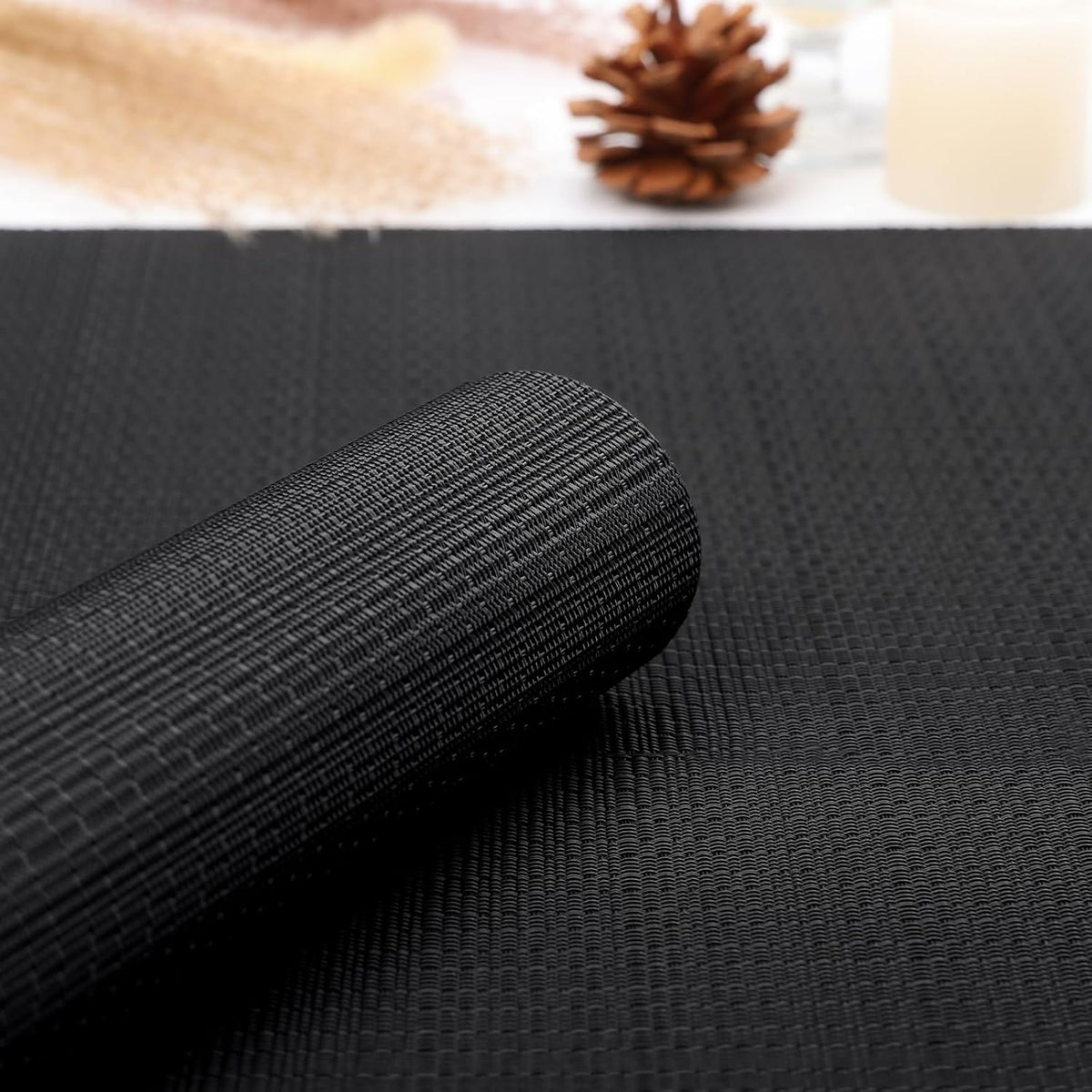 Myir JUN Black Placemats Set of 8 Kitchen and Dining Table Placemats