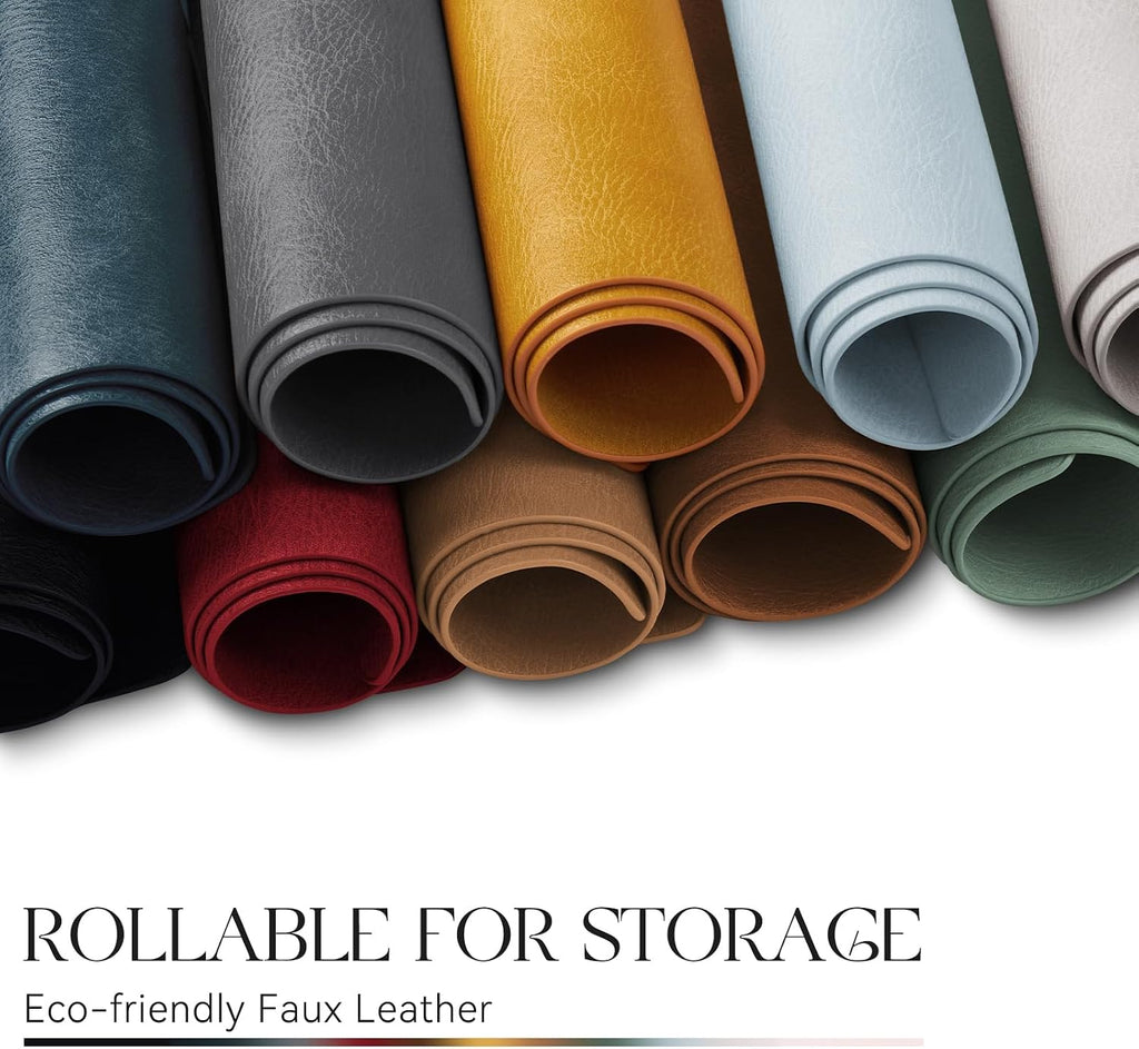 MOSAYT Vinyl Faux Leather Placemats, Set of 8, Reddish Brown