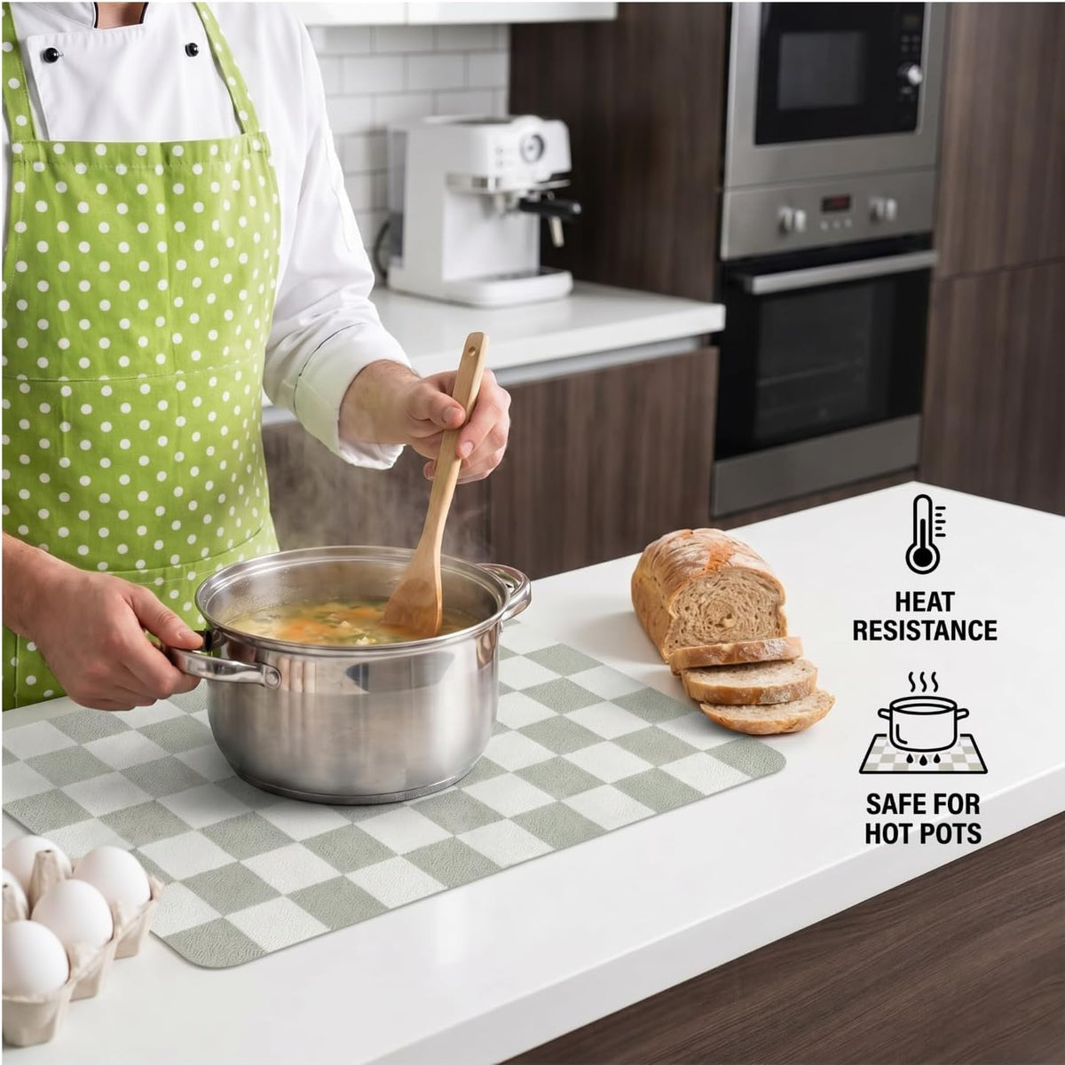 Set of 6 Checkerboard Non-Slip Washable Placemats for Dining Table